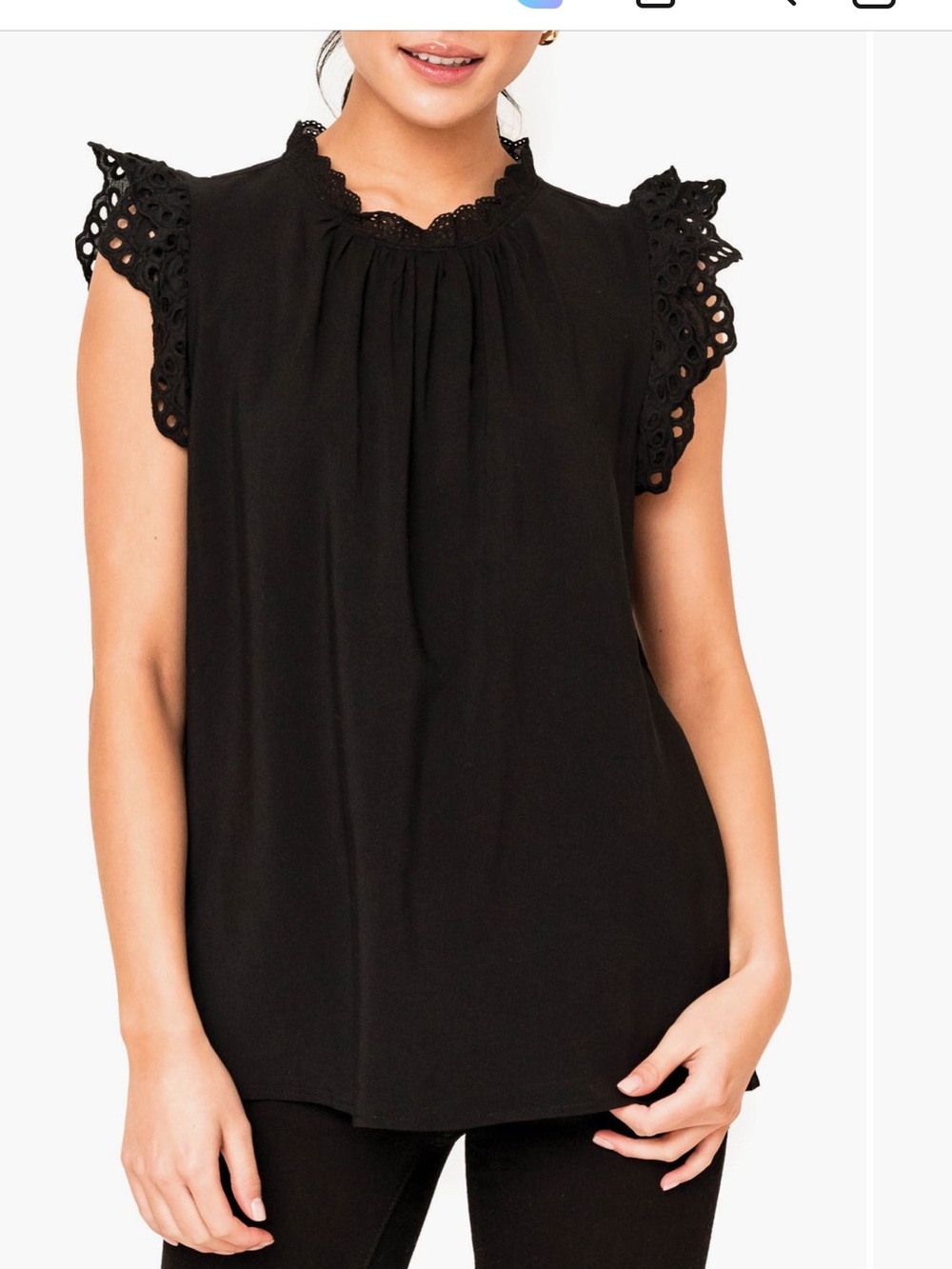 Nordstrom Gibsonlook Chic Black Lace Sleeve Blouse